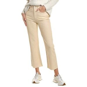 FRAME Le Jane Crop Jeans Women 26 Sand Pinstripe High Rise Straight Leg Raw Hem